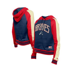 �j���[�G�� ���f�B�[�X �J�b�g�\�[ �g�b�v�X Women's Navy Atlanta Braves Cooperstown Collection Cropped Raglan Pullover Hoodie Navy