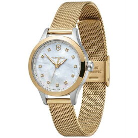 ビクトリノックス レディース 腕時計 アクセサリー Women's Alliance Gold PVD Stainless Steel Mesh Bracelet Watch 28mm Mother-of-pearl