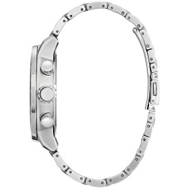 シチズン レディース 腕時計 アクセサリー Eco-Drive Men's Chronograph Weekender Stainless Steel Bracelet Watch 44mm Silver-tone