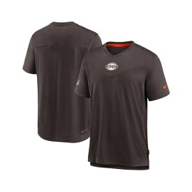 ナイキ レディース Tシャツ トップス Men's Brown Cleveland Browns Sideline Coaches Vintage-like Chevron Performance V-Neck T-Shirt Brown