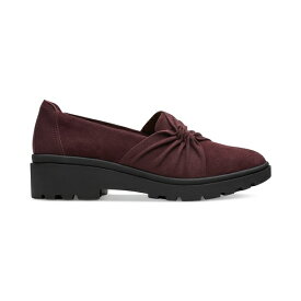 クラークス レディース サンダル シューズ Women's Calla Style Ruched Slip-On Flats Burgundy Suede