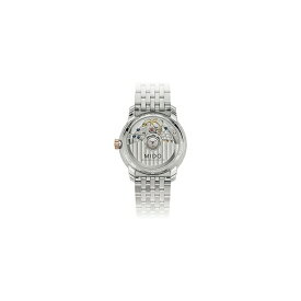 ミド レディース 腕時計 アクセサリー Women's Swiss Automatic Baroncelli Smiling Moon Two Tone Stainless Steel Bracelet Watch 33mm White