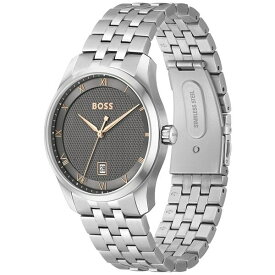 ボス レディース 腕時計 アクセサリー Men Principle Quartz Basic Calendar Silver-Tone Stainless Steel Watch 41mm Silver-Tone