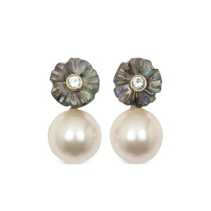 �W�F�j�t�@�[�x�A ���f�B�[�X �s�A�X���C�������O �A�N�Z�T���[ Libby flower-detail earrings White