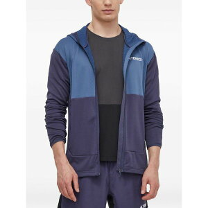 �A�f�B�_�X �����Y �p�[�J�[�E�X�E�F�b�g�V���c �A�E�^�[ Panelled zip-up hoodie Blue