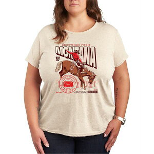 �n�C�u���b�h �A�p���� ���f�B�[�X �J�b�g�\�[ �g�b�v�X Montana Stamp Plus Size Graphic T-Shirt Birch