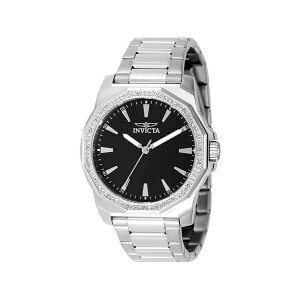 CrN^ Y rv ANZT[ Men's 49103 Speedway Quartz 3 Hand Black Dial Watch Silver