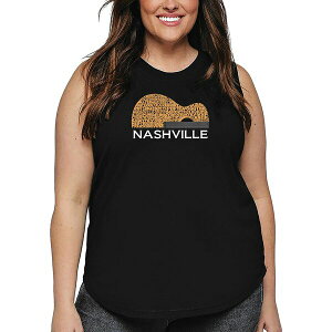 �G���G�[�|�b�v�A�[�g ���f�B�[�X �J�b�g�\�[ �g�b�v�X Plus Size Nashville Guitar Word Art Tank Top Black