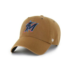 47uh Y Xq ANZT[ Carhartt X Men's Brown Miami Marlins Clean Up Adjustable Hat Brown
