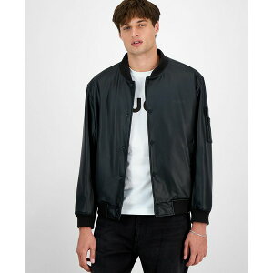 q[S{X Y WPbgu] AE^[ HUGO By Men's Balamo Faux Leather Bomber Jacket Black