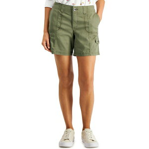 �X�^�C���A���h�R�[ ���f�B�[�X �J�W���A���p���c �{�g���X Women's Petite Mid-Rise Comfort-Waist Cargo Shorts, Macy's Exclusive Olive Sprig