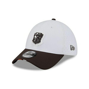 j[G Y Xq ANZT[ Men's White/Brown Cleveland Browns 2025 NFL Training Camp 39THIRTY Flex Hat White, Brown