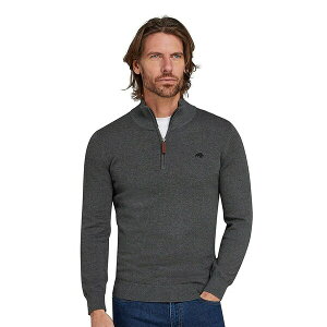 CWOu Y jbg&Z[^[ AE^[ Men's Quarter Zip Cotton/Cashmere Knit Charcoal