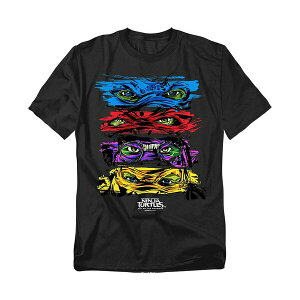 ���S�r�W���� �����Y T�V���c �g�b�v�X Men's Teenage Mutant Ninja Turtles Out Of The Shadows Group Stacked Masks T-Shirt Black