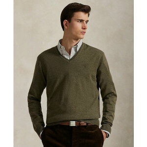 t[ Y jbg&Z[^[ AE^[ Men's Washable Wool V-Neck Sweater Cargo Olive Heather