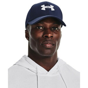 A_[A[}[ Y Xq ANZT[ Men's UA Blitzing Baseball Hat Midnight Navy / / White