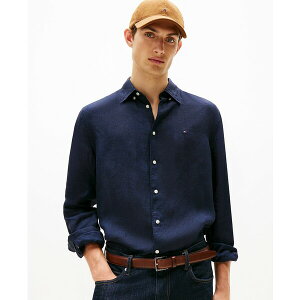 g~[ qtBK[ Y Vc gbvX Men's Pigment-Dyed Linen Button-Down Long Sleeve Shirt Desert Sky