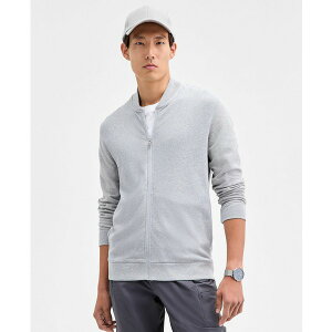 At@j Y WPbgu] AE^[ Men's Piqu Knit Bomber Jacket, Created for Macy's Zinc Heather