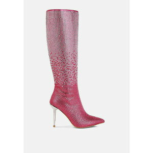 �������h�����O ���f�B�[�X �u�[�c �V���[�Y Orymple Shiny Rhinestone Studded Calf Boots Pink