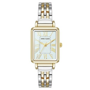 ANC fB[X rv ANZT[ Women's Quartz Rectangular Roman Numeral Two-Tone Metal Alloy and Light Blue Dial Watch, 23mm Light Blue, Silver-Tone, Gold-Tone