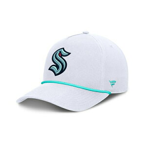 t@ieBNX Y Xq ANZT[ Men's White Seattle Kraken Rope A-Frame Adjustable Hat White