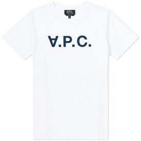 アーペーセー レディース シャツ トップス A.P.C. White Vpc Logo T-Shirt Blue