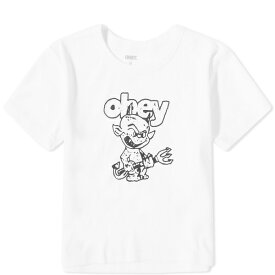 オベイ レディース シャツ トップス Obey Devil Logo T-Shirt White