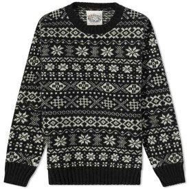 ジャミーソンズ オブ シェトランド メンズ ニット&セーター アウター Jamieson's of Shetland Snowflake Fair Isle Crew Knit Black