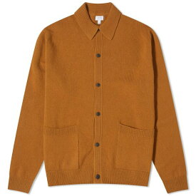 サンスペル メンズ カーディガン アウター Sunspel Lambswool Knit Jacket Brown