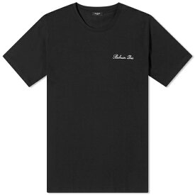 バルマン メンズ Tシャツ トップス Balmain Signature Logo T-Shirt Black