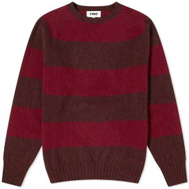 ワイエムシー メンズ ニット&セーター アウター YMC Suedehead Stripe Crew Knit Burgundy