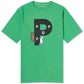 ポップトレーディングカンパニー メンズ Tシャツ トップス POP Trading Company x Miffy Big P T-Shirt Green