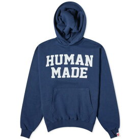 ヒューマンメイド メンズ パーカー・スウェットシャツ アウター Human Made Logo Hoodie Blue