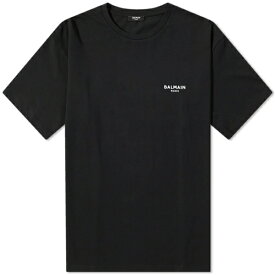 バルマン メンズ Tシャツ トップス Balmain Flock Small Logo T-Shirt Black