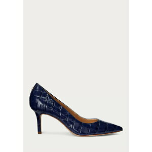 �����t���[���� ���f�B�[�X �T���_�� �V���[�Y LANETTE CROCODILE-EMBOSSED LEATHER PUMP - Classic heels - refined navy