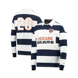 トミー ヒルフィガー レディース シャツ トップス Men's Navy, White Chicago Bears Varsity Stripe Rugby Long Sleeve Polo Shirt Navy, White