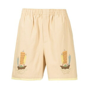 �{�[�f�B �����Y �J�W���A���p���c �{�g���X Illustration-print cotton deck shorts Yellow