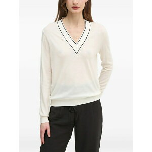 ���X ���b�V�� ���f�B�[�X �j�b�g&�Z�[�^�[ �A�E�^�[ V-neck trim-detail sweater White