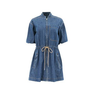 ���F���j�J �x�A�[�h ���f�B�[�X �����s�[�X �g�b�v�X Zip pocket denim mini dress Blue