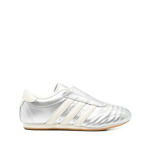 �A�f�B�_�X ���f�B�[�X �X�j�[�J�[ �V���[�Y Three-stripe metallic-leather sneakers Silver
