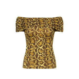 �}���[�� �Z�� ���f�B�[�X �J�b�g�\�[ �g�b�v�X Draped python-printed top Yellow