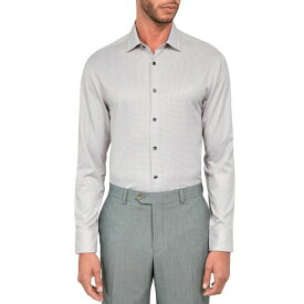 コンストラクト メンズ シャツ トップス Men's Slim Fit Gingham Performance Stretch Cooling Comfort Dress Shirt Grey