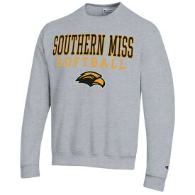 チャンピオン メンズ パーカー・スウェットシャツ アウター Southern Miss Golden Eagles Champion Stack Logo Softball Powerblend Pullover Sweatshirt Gray