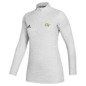 アディダス レディース ジャケット＆ブルゾン アウター Georgia Tech Yellow Jackets adidas Women's Game Mode Performance QuarterZip Pullover Top White