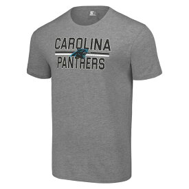 スターター メンズ Tシャツ トップス Carolina Panthers Starter Mesh Team Graphic TShirt Heather Gray