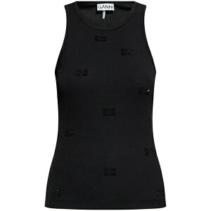 �K�j�[ ���f�B�[�X �J�b�g�\�[ �g�b�v�X Rhinestone-embellished tank top Black