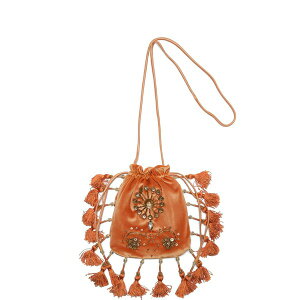 �}���p���~ ���f�B�[�X �V�����_�[�o�b�O �o�b�O Bead-embellished tassel cross body bag Orange