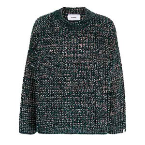 �{���T�C �����Y �j�b�g&�Z�[�^�[ �A�E�^�[ Logo-patch m??lange-knit jumper Green