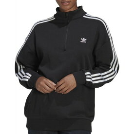 アディダス レディース パーカー・スウェットシャツ アウター adidas Originals Women's Quarter Zip Sweatshirt Black