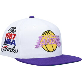 ミッチェル&ネス メンズ 帽子 アクセサリー Los Angeles Lakers Mitchell & Ness Hardwood Classics 1987 NBA Finals XL Patch Snapback Hat White/Purple